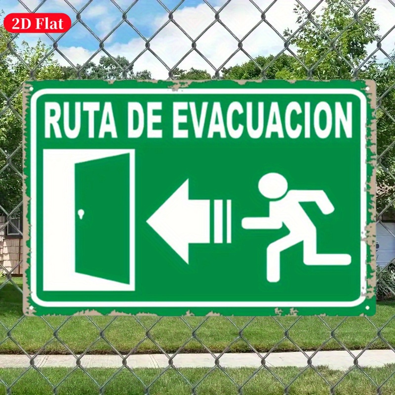 Emergency Exit Sign - (2D 양철 그림) 빈티지 금속 비상구