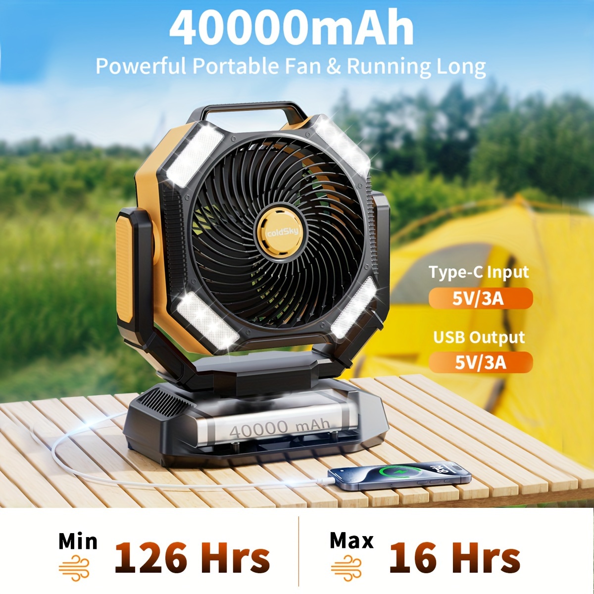 Power Outage Light - 콜드스카이 캠핑팬, 배터리 구동식 4 LED