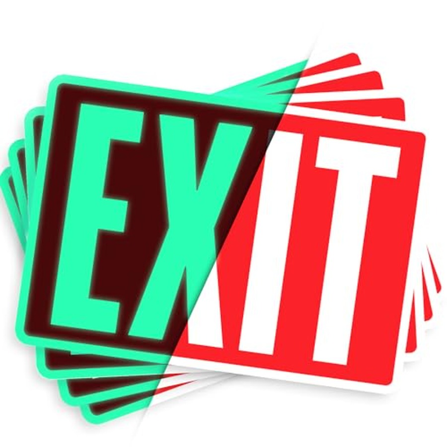 Emergency Exit Sign - 출구 표시 스티커, 야광, 10인치 x
