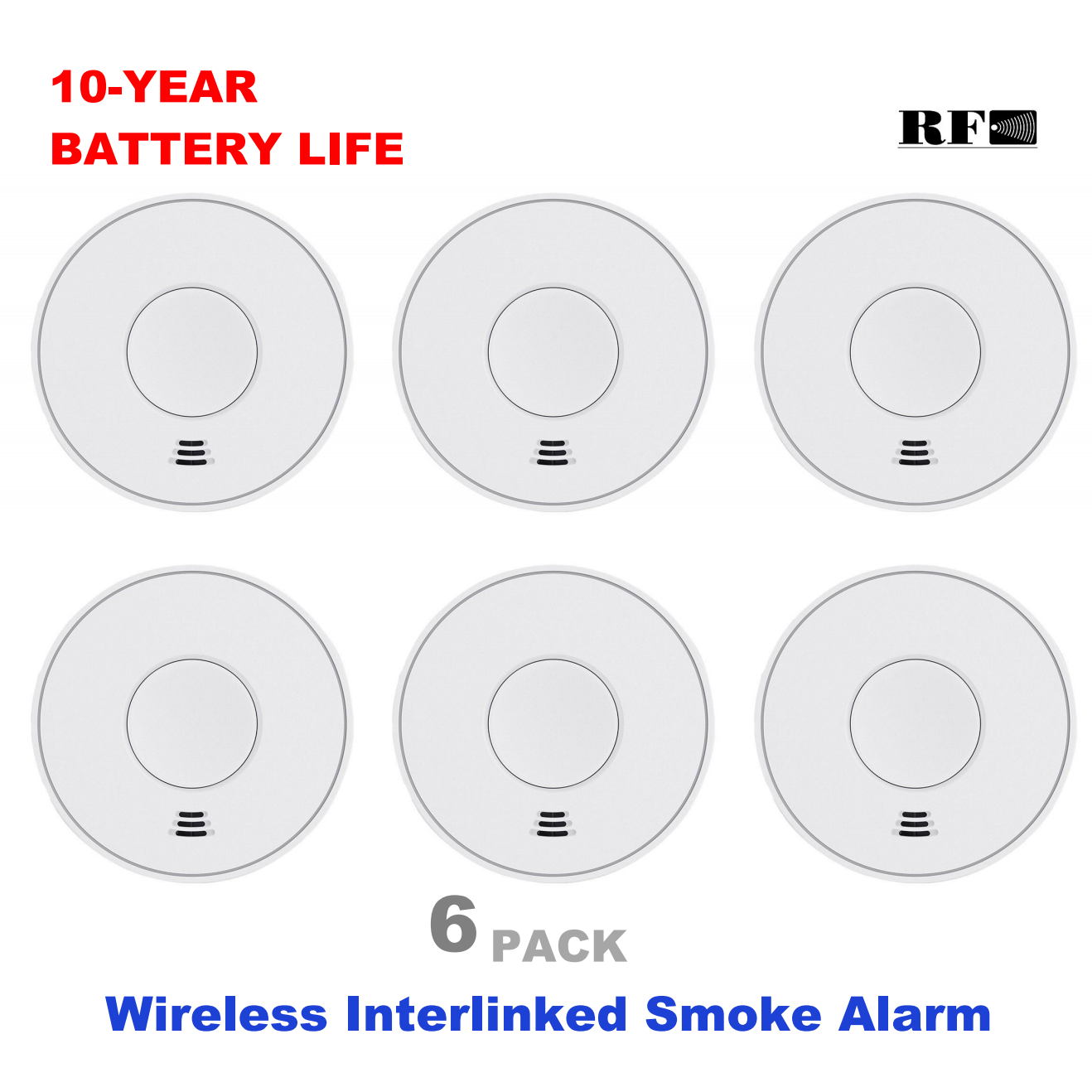 Smoke Detector Interconnected - 10년 동안 밀봉된 배터리가 포함된 무선
