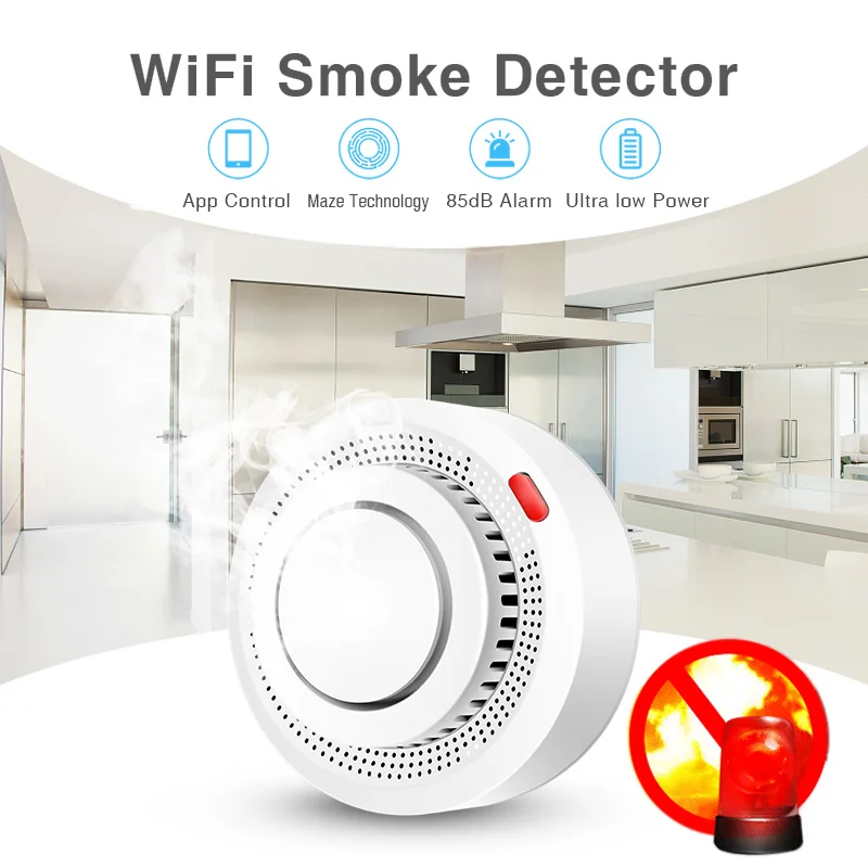Tuya 스마트 WiFi 연기 감지기 화재 예방 연기  - Smoke Detector Interconnected 리뷰 및 가격