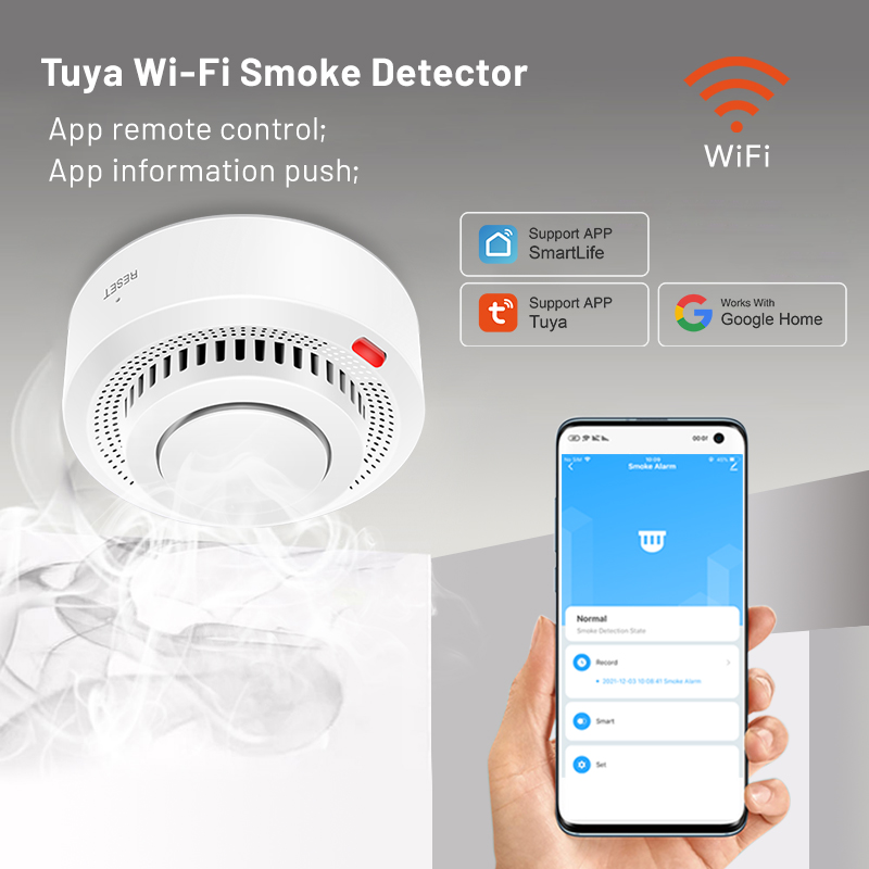 Tuya 스마트 WiFi 연기 감지기 화재 예방 연기  - Smoke Detector Interconnected 리뷰 및 가격