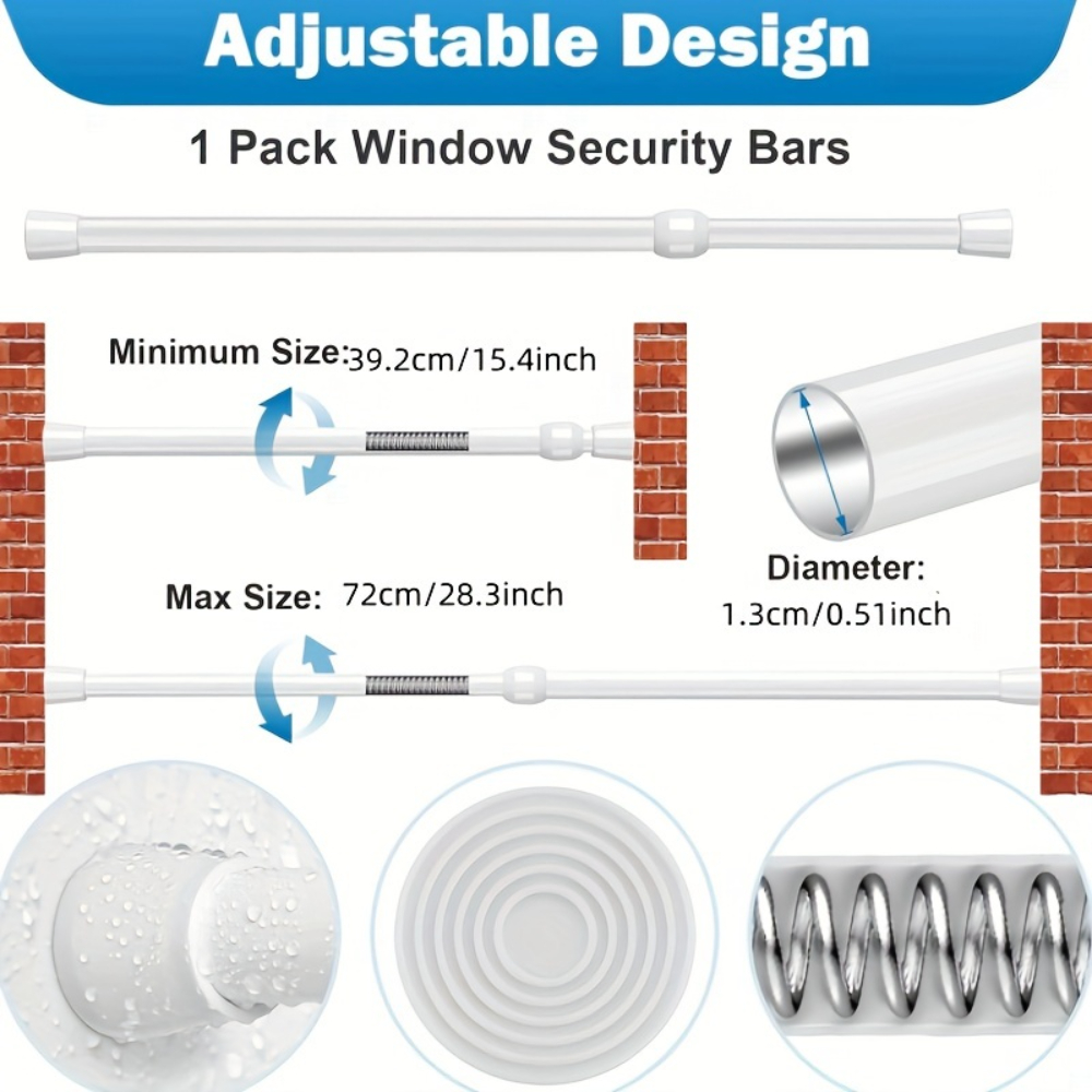 조절 가능한 금속 창문 및 문 안전 바 – 고무 팁이  - Window Lock Bar 리뷰 및 가격
