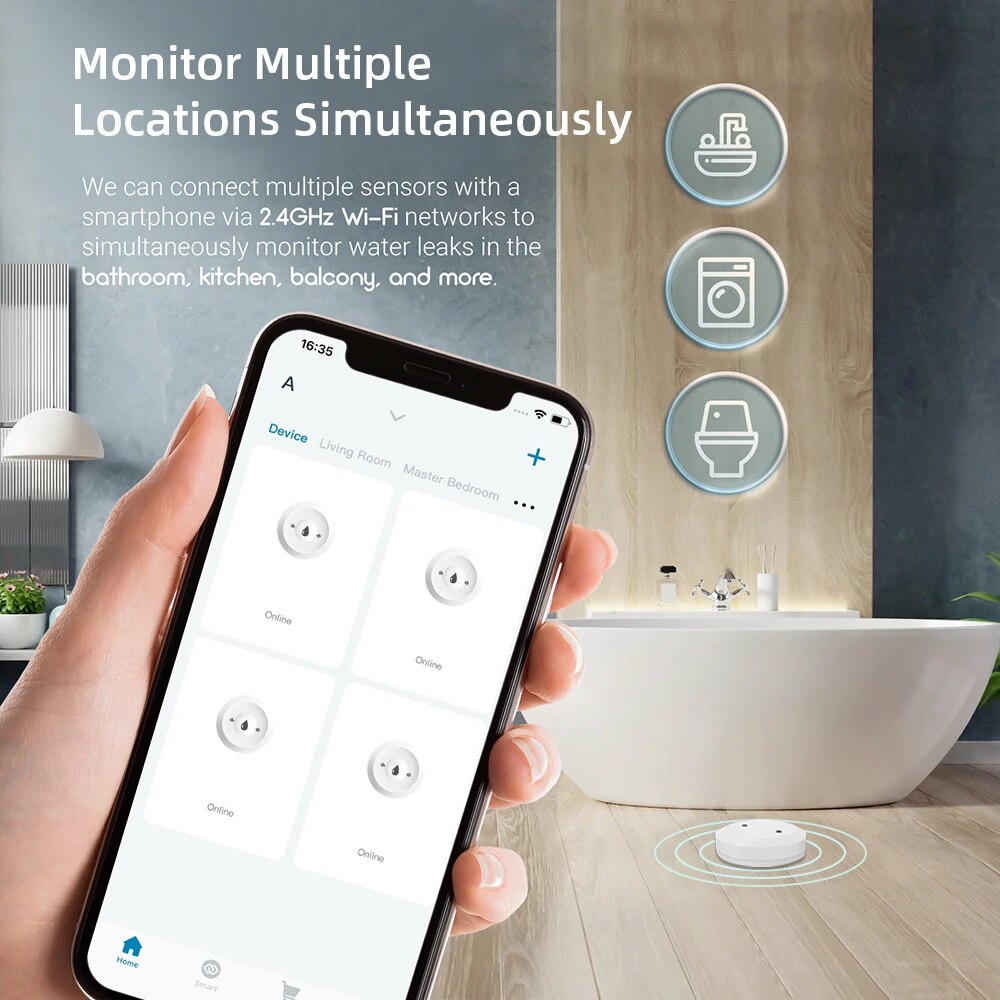 Zigbee3.0 원격 앱 알림 기능이 있는 누수 감지 - Water Alarm Sensor 리뷰 및 가격