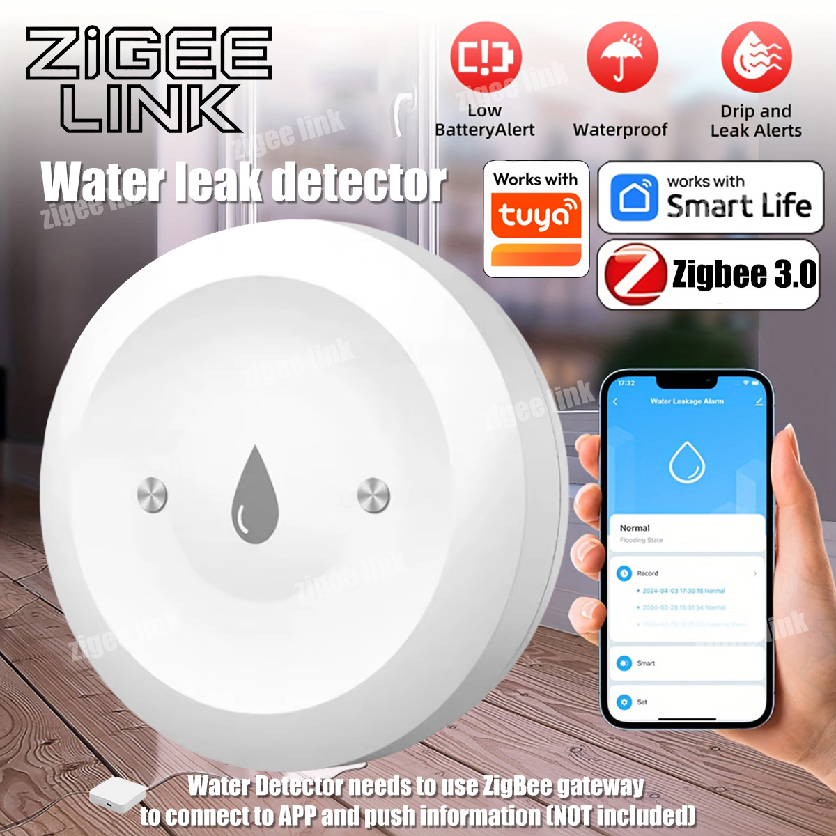 ZigBee 3.0 워터 센서 스마트 누수 감지기 홍수 - Water Alarm Sensor 리뷰 및 가격