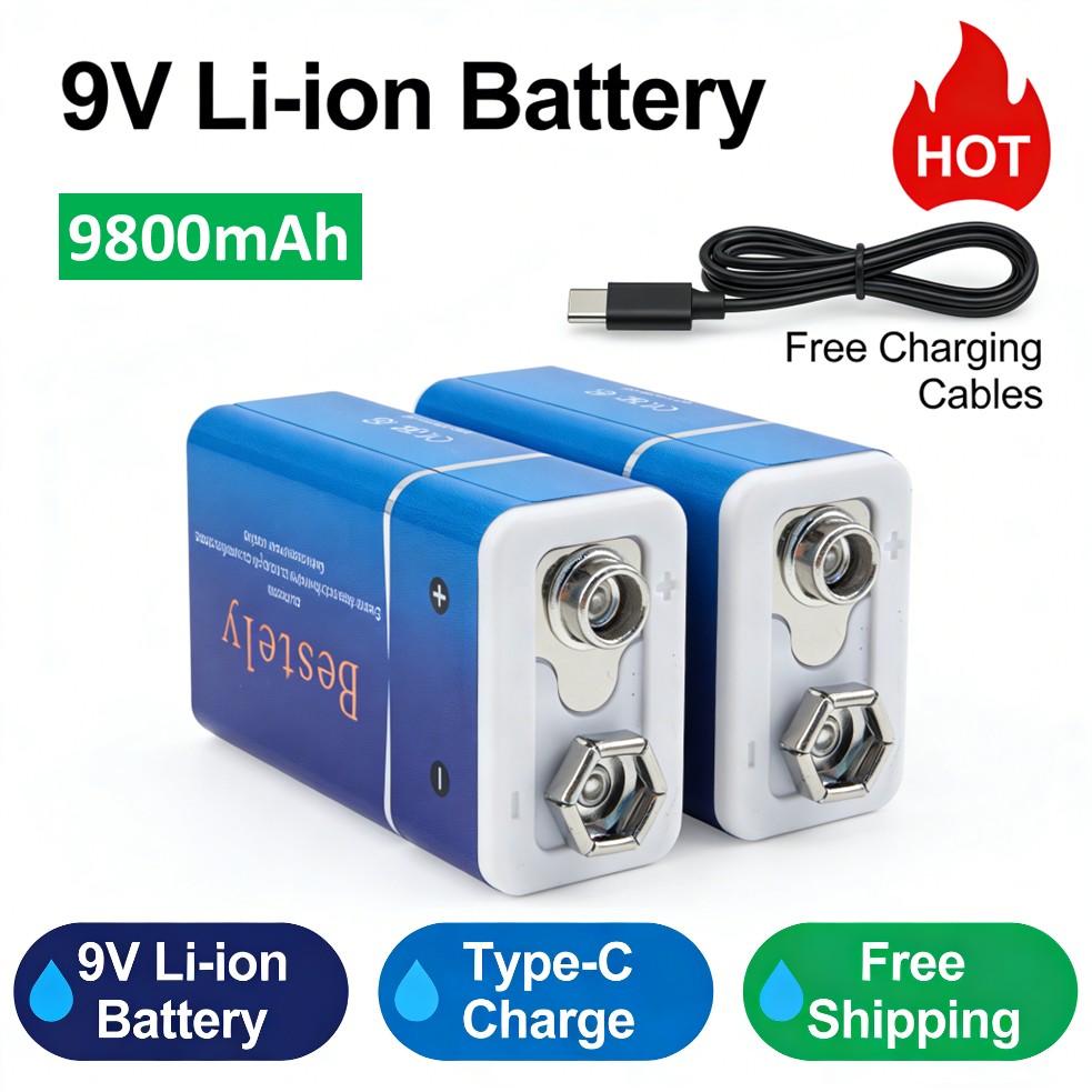 충전식 9V 배터리, 9800mAh 대용량 9볼트 리튬 - Smoke Detector Interconnected 리뷰 및 가격